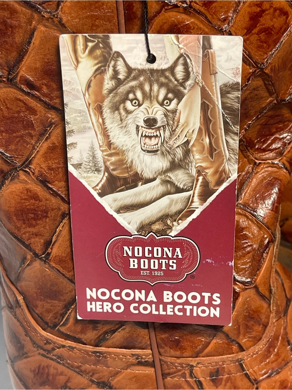 Nocona Croc Embossed Western Cowboy Boots 9B - Picture 4 of 9